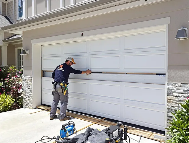 Middleburg Heights Garage Door Repair team performing complete garage door replacement at Middleburg Heights residence