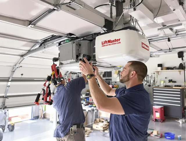 Middleburg Heights Garage Door Repair technician performing advanced diagnostics on garage opener in Middleburg Heights