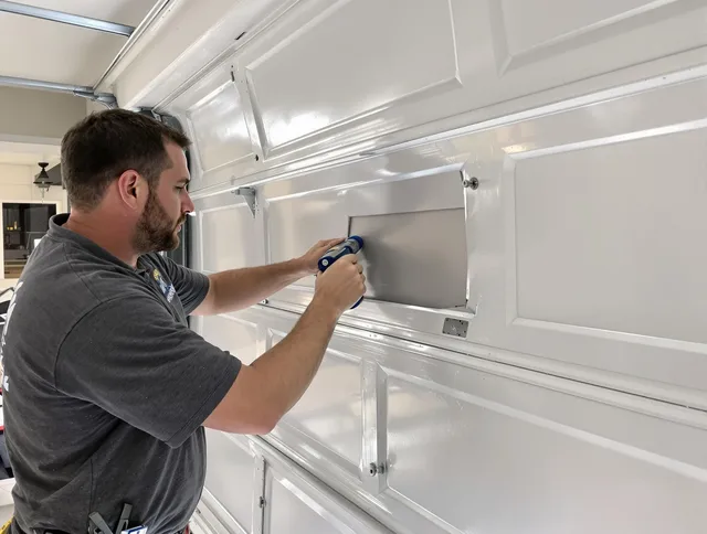 Garage door panel repair by Middleburg Heights Garage Door Repair in Middleburg Heights